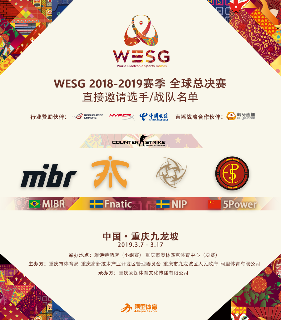 瑞典豪門NIP獲邀WESG全球總決賽CSGO分組以及解說公佈