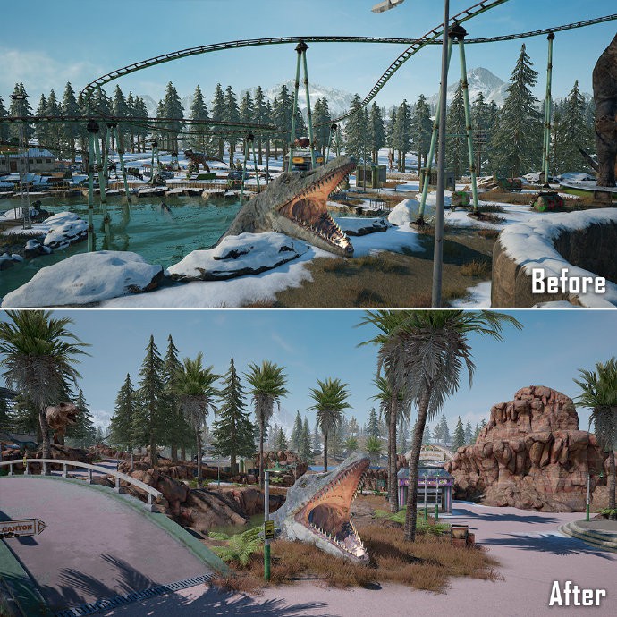 《绝地求生》恐龙乐园新旧对比图 面貌焕然一新！