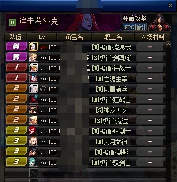 DNF希洛克队伍莽是什么